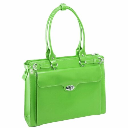 A1 LUGGAGE WINNETKA Leather Ladies Briefcase with Removable Sleeve- Green A12611524